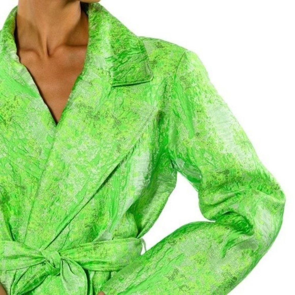 Callie Culture Clash: Neon Tapestry Classic Brocade Trench Coat - Picture 8 of 10